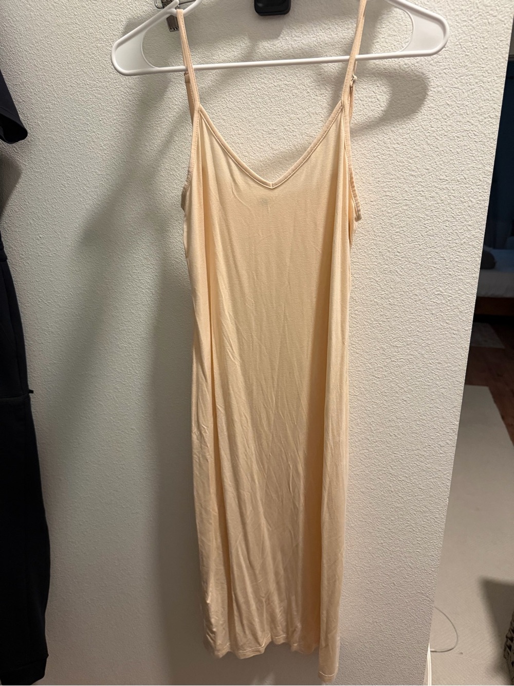Women’s Slip Dress - Cream V-Neck Adjustable Straps